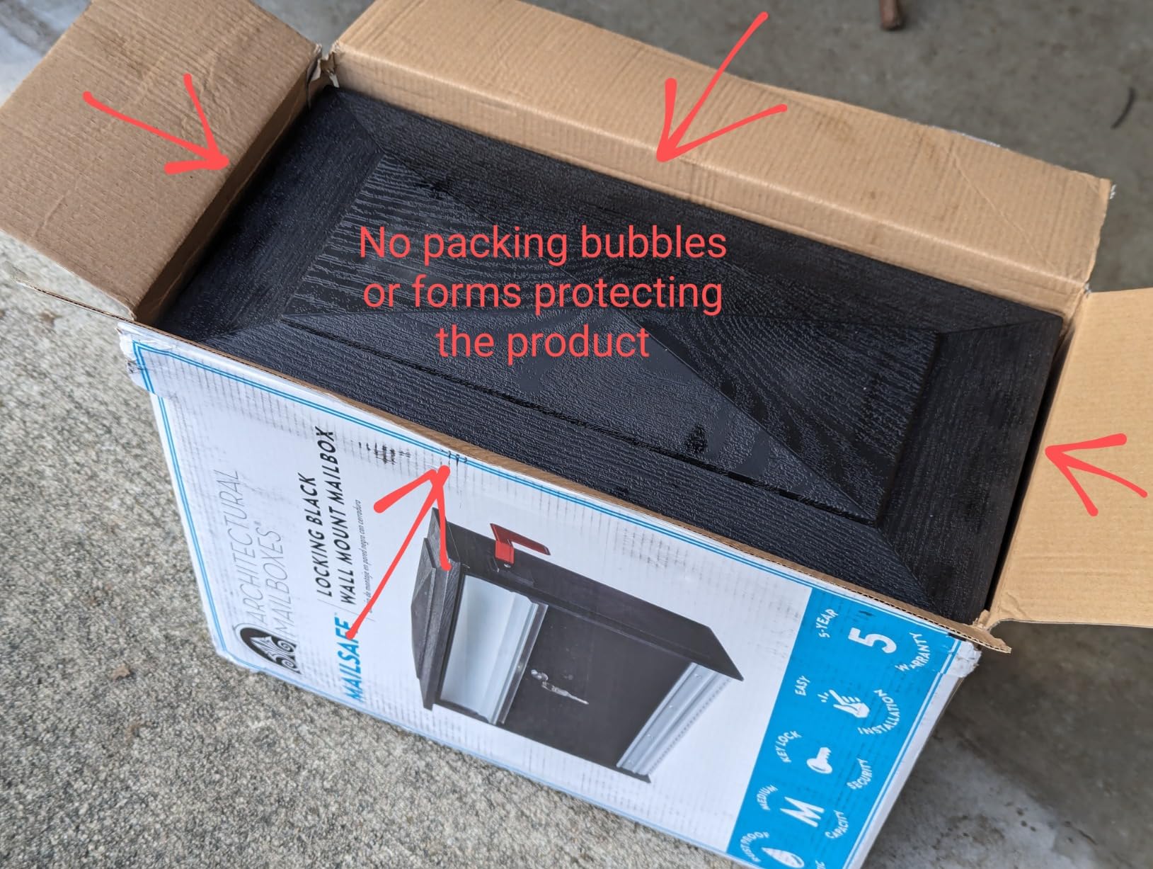 Architectural Mailboxes Mailsafe Locking Wall Mount Mailbox, Black, Medium customer photo 1