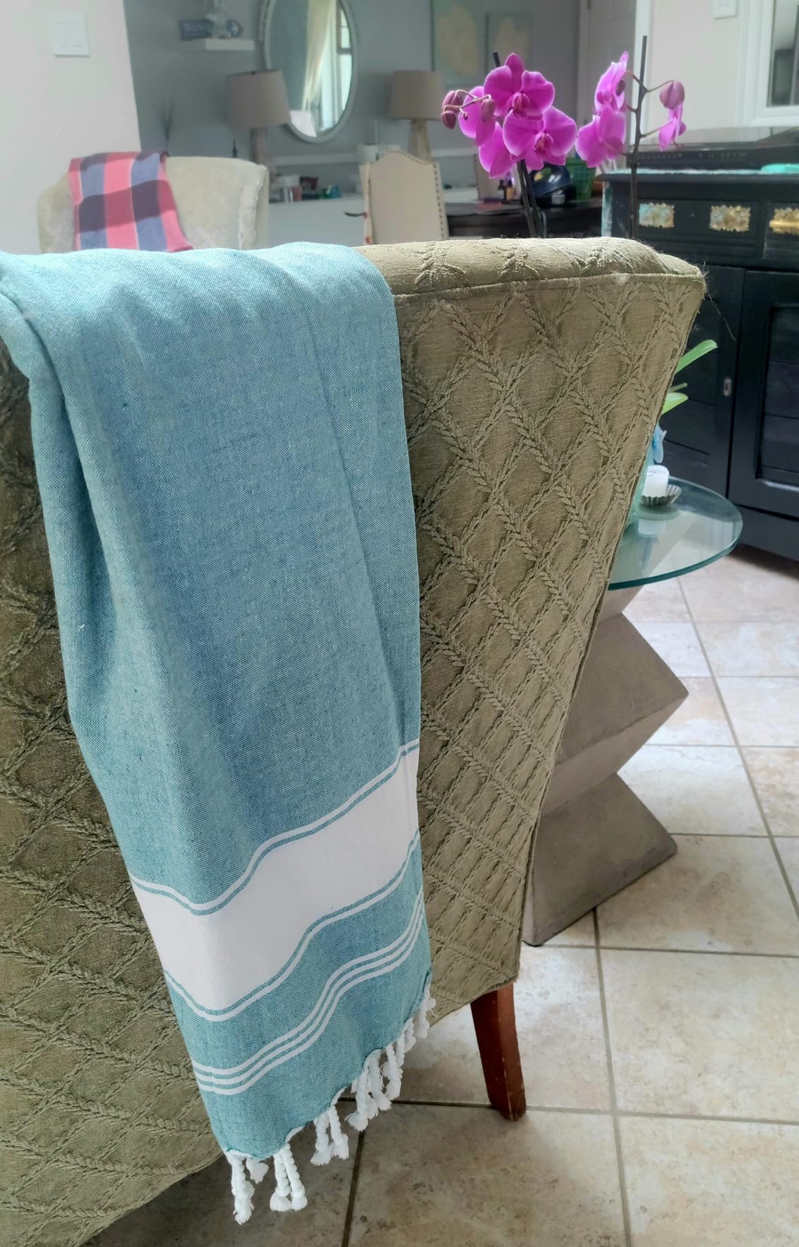 LANE LINEN Beach Towels for Women, Super Absorbent, XL - Old Glory Teal | 2 Pack Large Beach Towels Oversized - Pre-Washed, Sand Free Towel - Quick Dry, 39
