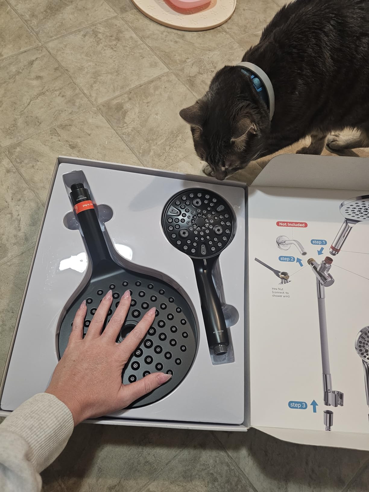 MakeFit Dual Handheld Shower Head Combo, 2-in-1 Rain Shower Heads System 8 Inch Rainfall Shower Head and 10 Modes High Pressure Hand Held Showerhead with Built-in Power Wash customer photo 2