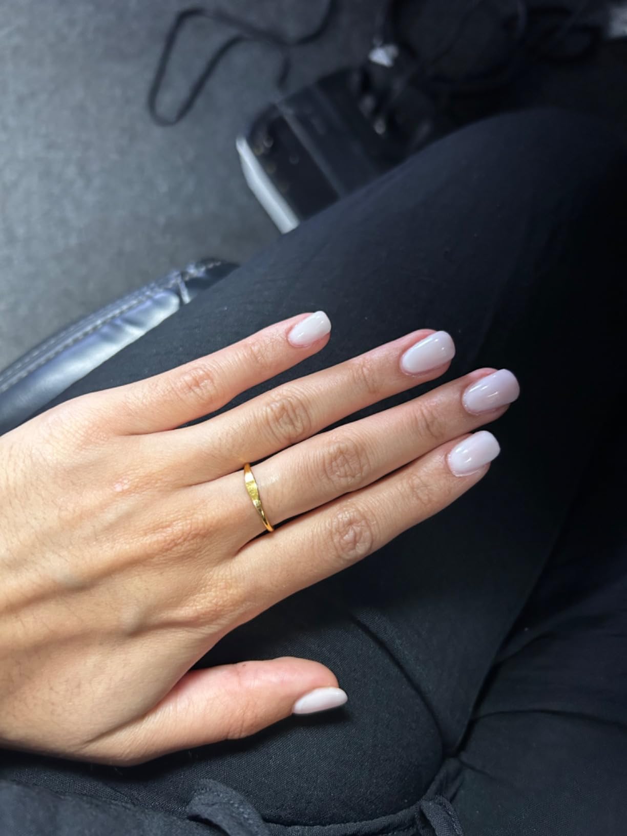 NOKMIT 1.5mm 14K Gold Filled Slim Signet Rings Thin Croissant Pinky Ring for Women Girls Dainty Gold Twisted Stacking Statement Flat Ribbed Plain Band Comfort Fit Size 4 to 10 customer photo 1