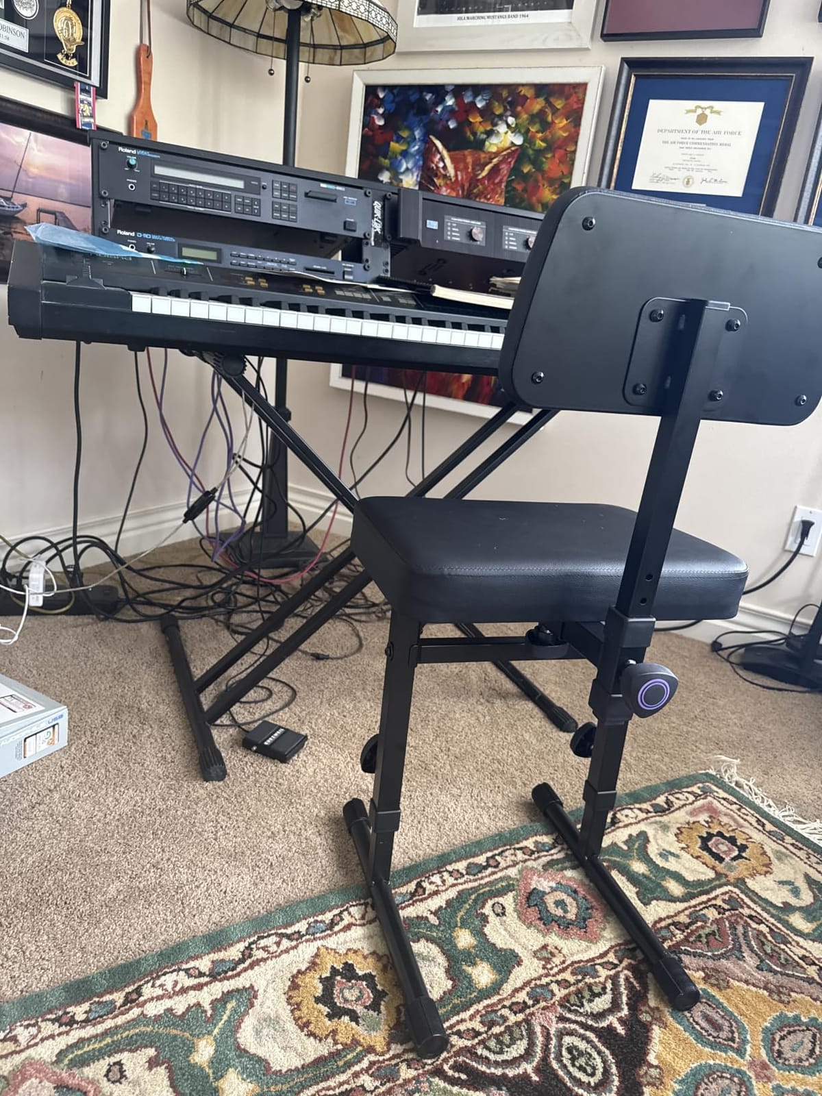 Liquid Stands Piano Bench Adjustable Stool - Music Keyboard Bench with Backrest customer photo 1