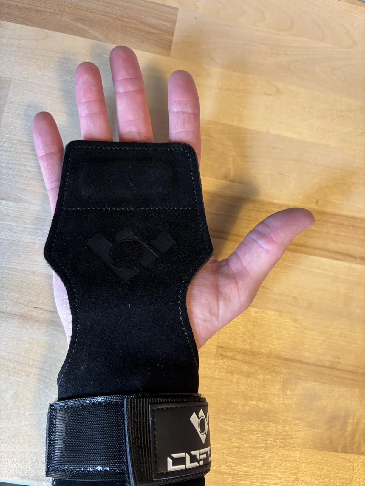 Weight Lifting Wrist Strap, Double-Layer Leather for Deadlift Powerlifting | Gym Strap with Adjustable Neoprene Padded Fit for 6.3-8 Inch Wrist, 8.07-Inch Leather Strap, Gym Workout Lifting Hook (Pair) customer photo 1