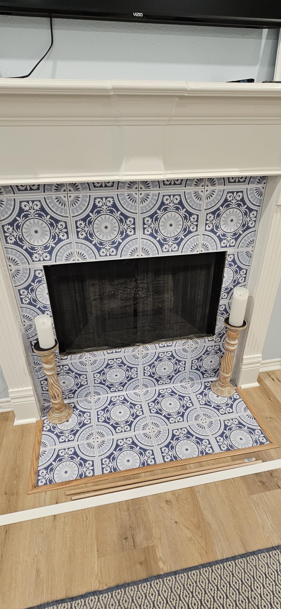 FloorPops 12-in by 12-in Blue Ezra Vinyl Peel & Stick Floor Tiles (10 Tiles), (10 sq.ft./Carton) customer photo 2