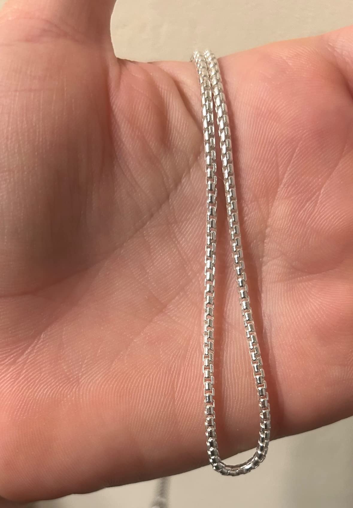 Miabella Italian 925 Sterling Silver 2mm Round Box Chain Necklace Women Men customer photo 2