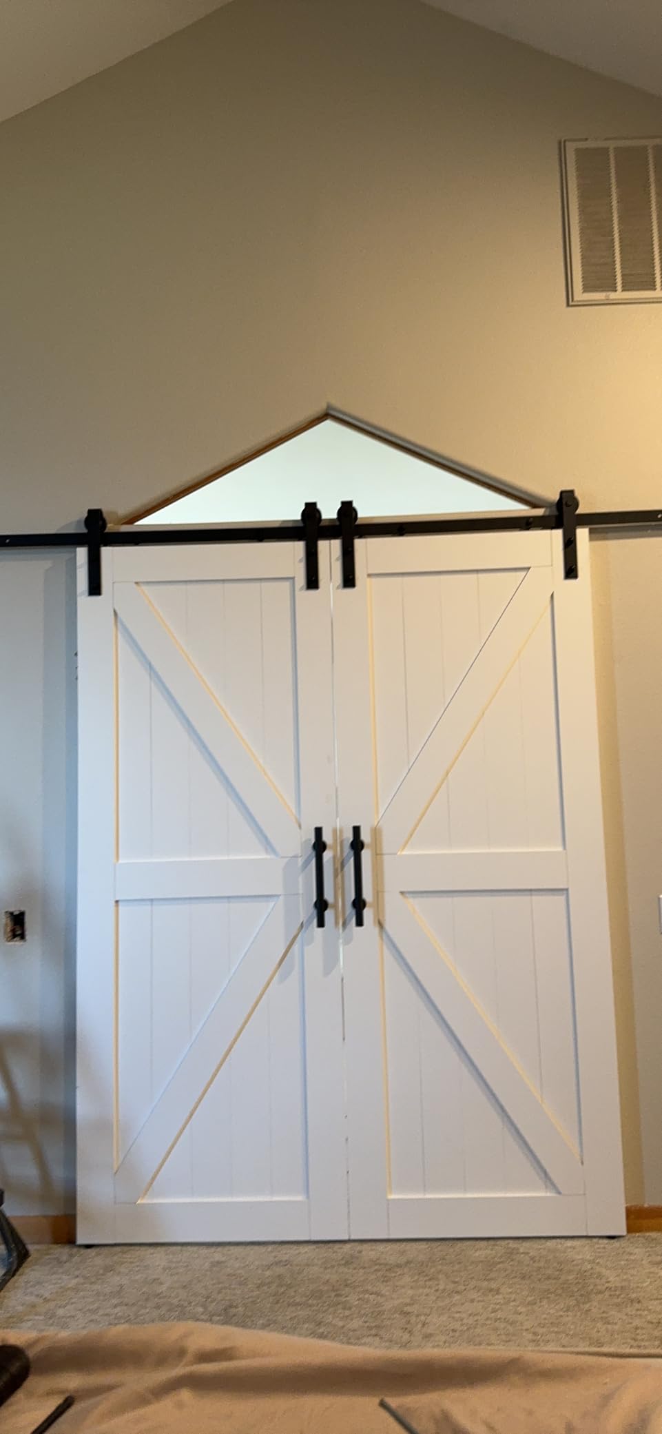 48in x 84in (Double 24in×84in Door) Barn Door with 8FT Sliding Door Hardware & Handle Included, DIY Assemblely, Easy Install, Water-Proof, Apply to Interior Exterior Rooms, K-Frame, White customer photo 1