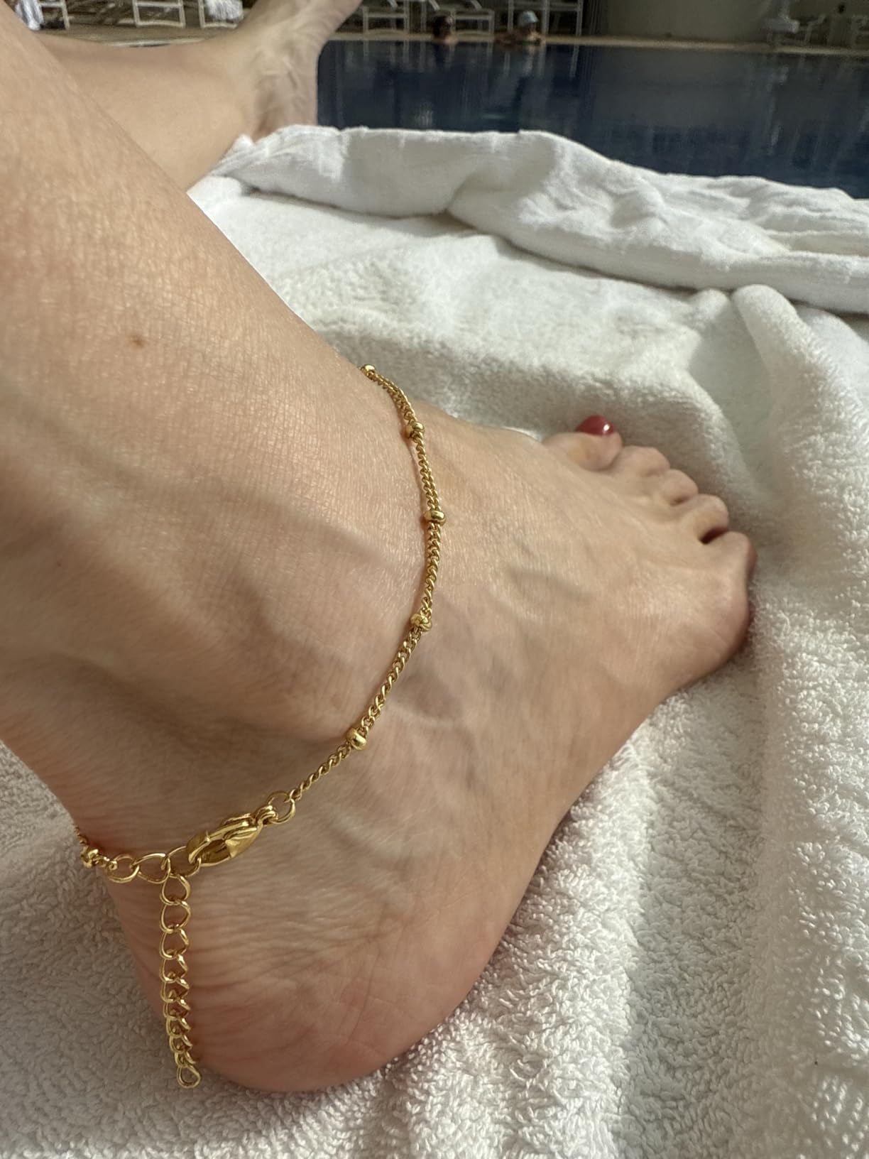 Ankle Bracelets for Women Waterproof, 14k Gold Plated Jewelry Set Layered Cuban Figaro Link Chain Anklets Set Gold Anklets Summer Boho Beach Jewelry Gift Adjustable Size customer photo 1