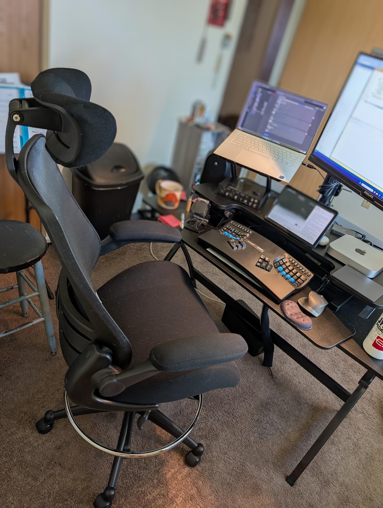 BOLISS Drafting Tall Office Chair 400lbs High Back Standing Desk Chair | Comfortable Wide Chair with Flip up Armrests, Adjustable Headrest, Molded Foam Seat, Lumbar Cushion, Adjustable Big FootRing customer photo 1