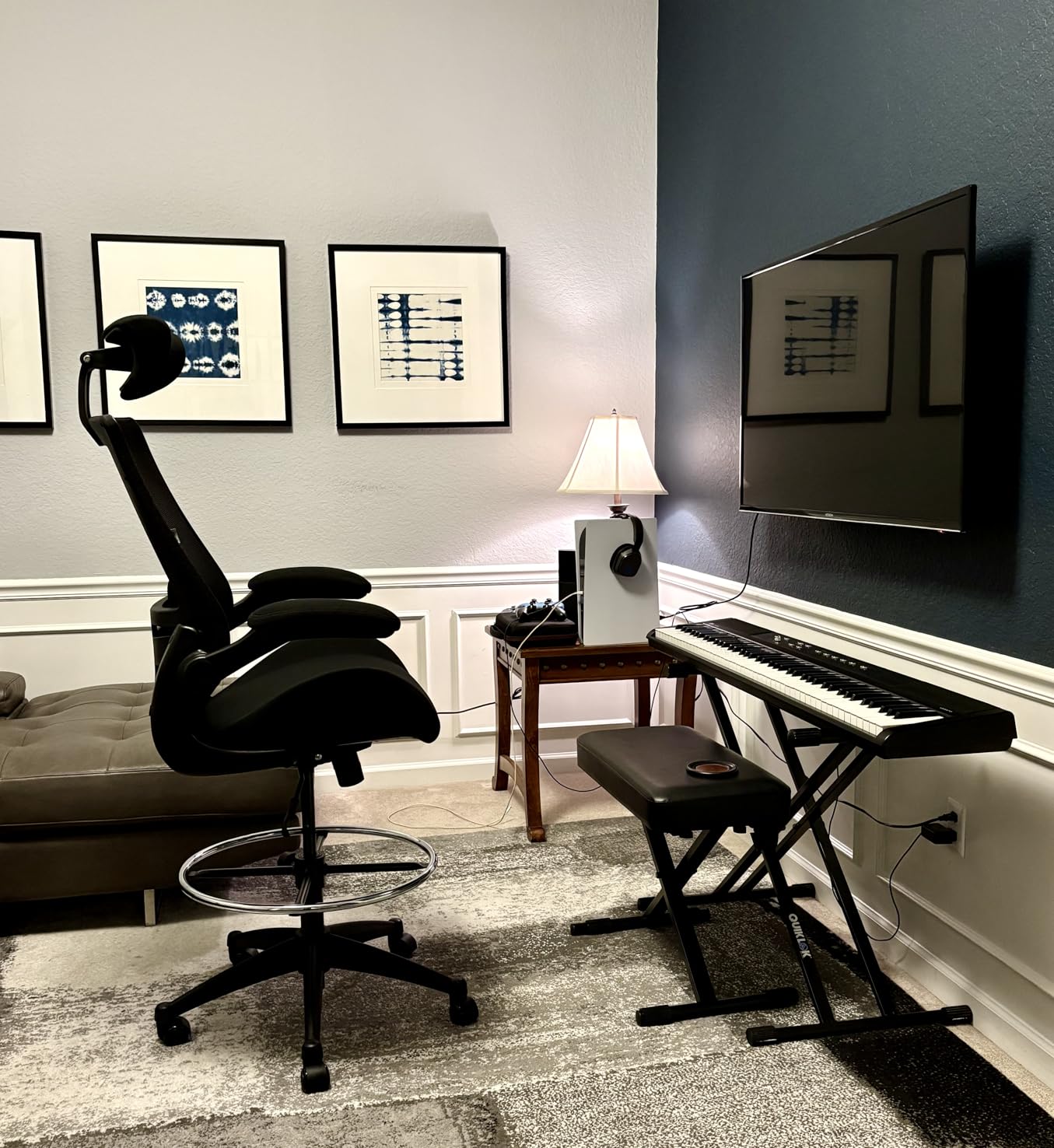 BOLISS Drafting Tall Office Chair 400lbs High Back Standing Desk Chair | Comfortable Wide Chair with Flip up Armrests, Adjustable Headrest, Molded Foam Seat, Lumbar Cushion, Adjustable Big FootRing customer photo 2