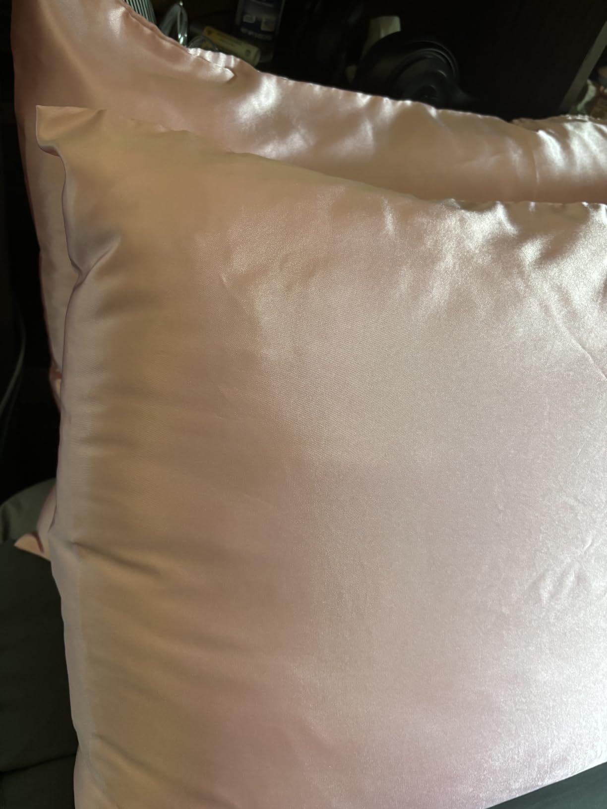 Bedsure Satin Pillowcase with Zipper, Similar to Silk Pillow Cases 2 Pack, Beige Standard Size Satin Pillow Case, Silky & Soft Pillow Covers, Valentines Day Gifts for Women Men, 20x26 Inches customer photo 1