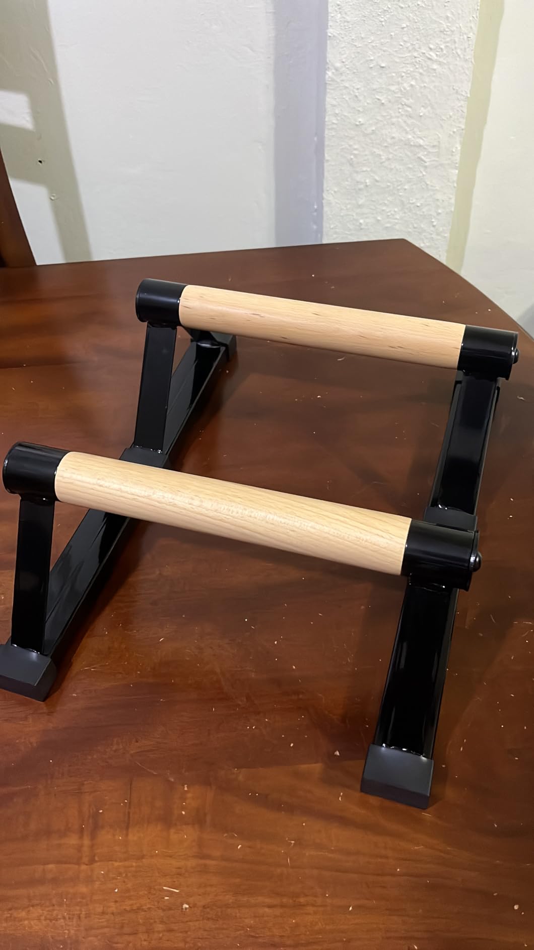 Wood push up bars Parallettes bars Anti-slip Handstand Bars for Calisthenics, Fitness, Floor workouts Solid Wood with Sturdy Metal Bracket, Support 500 lbs customer photo 2