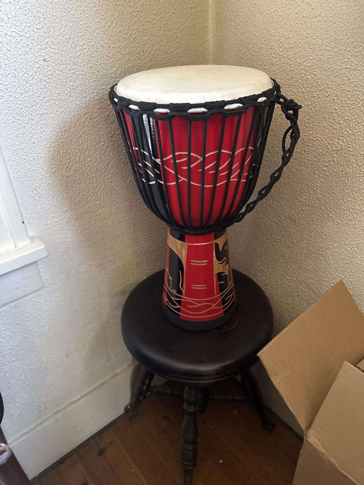 Goatskin Djembe Drum 10'' x 20'' African Hand Drum with Mahogany Body Hand Painted Pattern for Adults Drummer Beginners customer photo 1