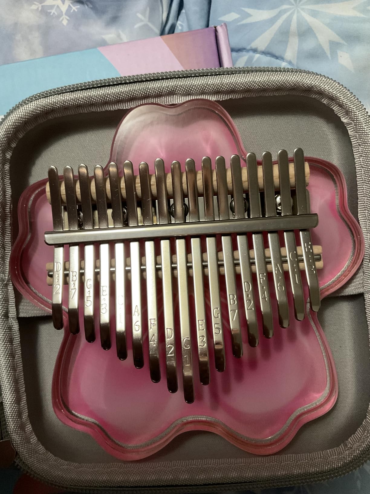 Kalimba Thumb Piano 17 Key with EVA Protective Case Full Kit, Sakura Shape Transparent Crystal Kalimba 17 Key, Professional Musical Instruments for Kid Adult Beginners (PINK17NOTES) customer photo 2