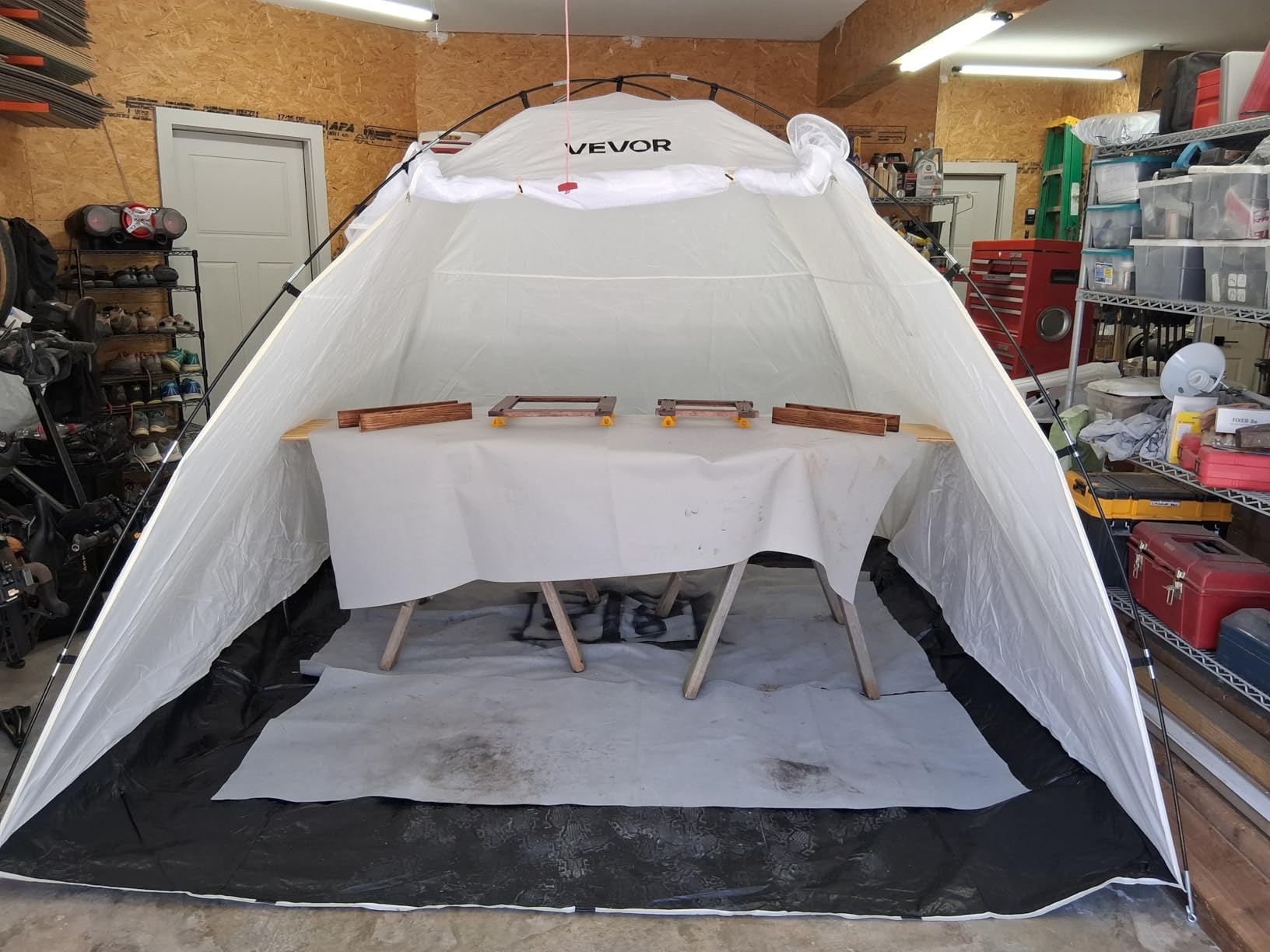 VEVOR Portable Paint Booth, Larger Spray Paint Tent with Built-in Floor & Mesh Screen & Windproof Hooks, Painting Tent Station for Furniture DIY Hobby Tool, 7.5x5.2x5.2ft Spray Paint Shelter customer photo 1