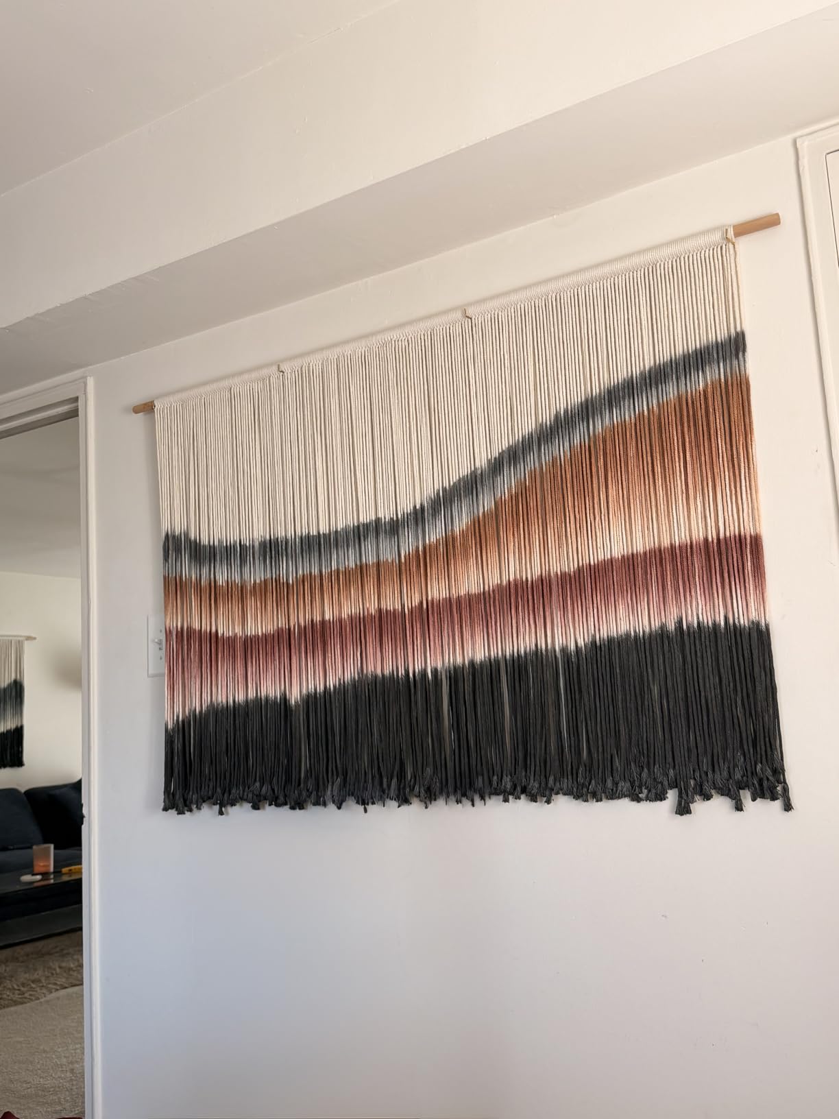 Macrame Wall Hanging Boho Wall Decor Large-Scale Tie-Dye Tapestry 57