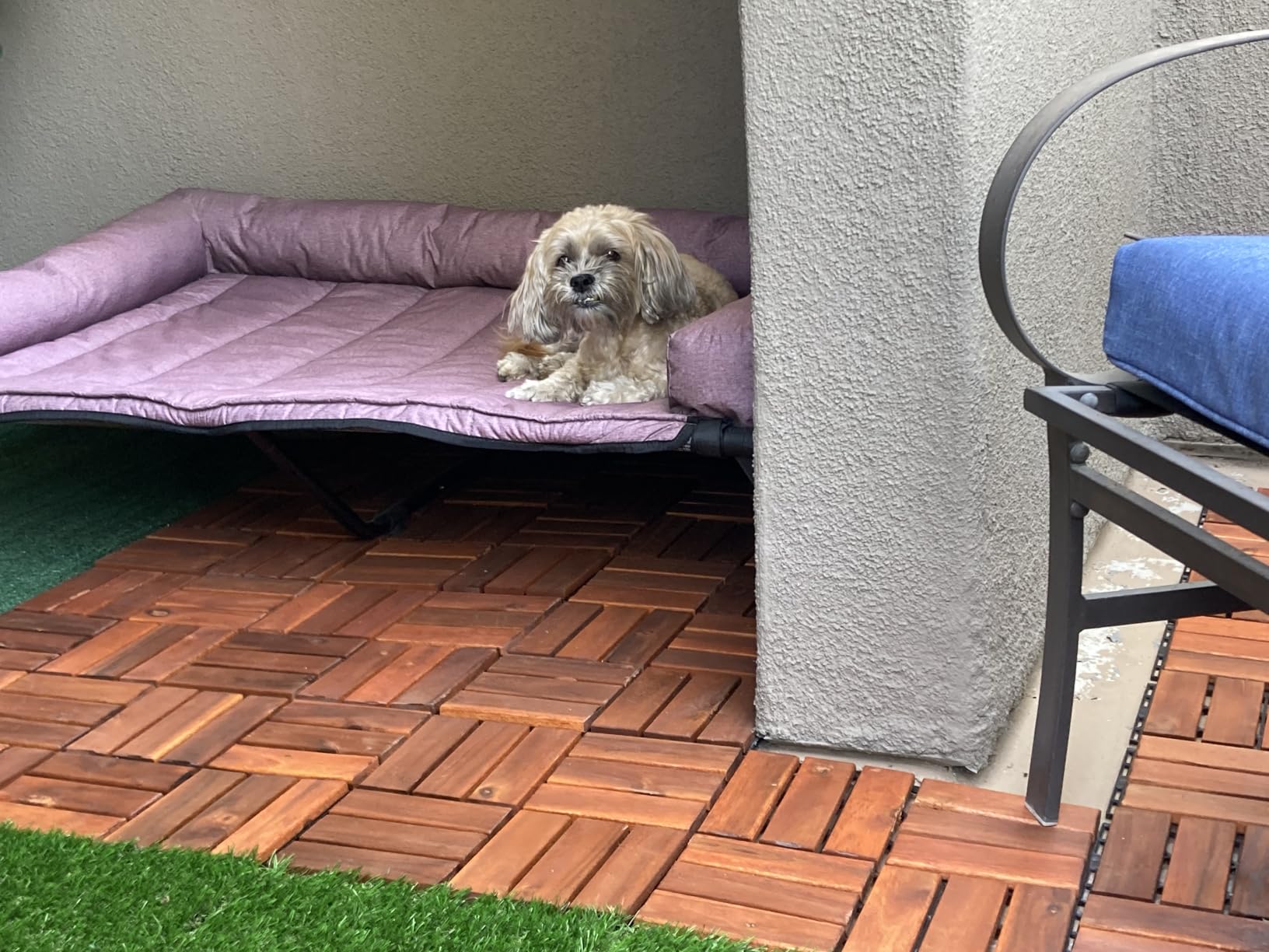 VANCASTLE Artificial Grass Tiles Interlocking Turf Squares Deck 9 Pack | Indoor Outdoor Faux Grass Rug Drainage Holes customer photo 2