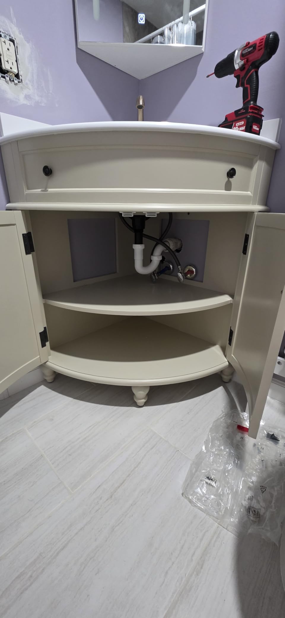 Tennant Brand 24 inch Triadsville Small Corner Bathroom Vanity with Sink and White Quartz top (White) customer photo 1