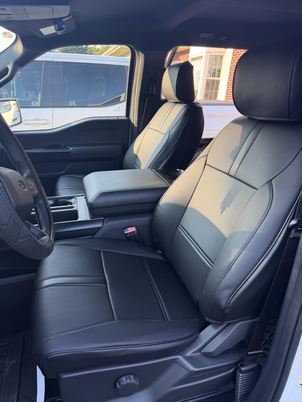 for Ford F150 Seat Covers 2015-2026, Full Set Leather Waterproof Black Trucks Pickup Seat Covers Custom Fit for Ford F150 Accessories, Car Seat Cover for SuperCrew/CrewCab (XL, XLT) customer photo 1