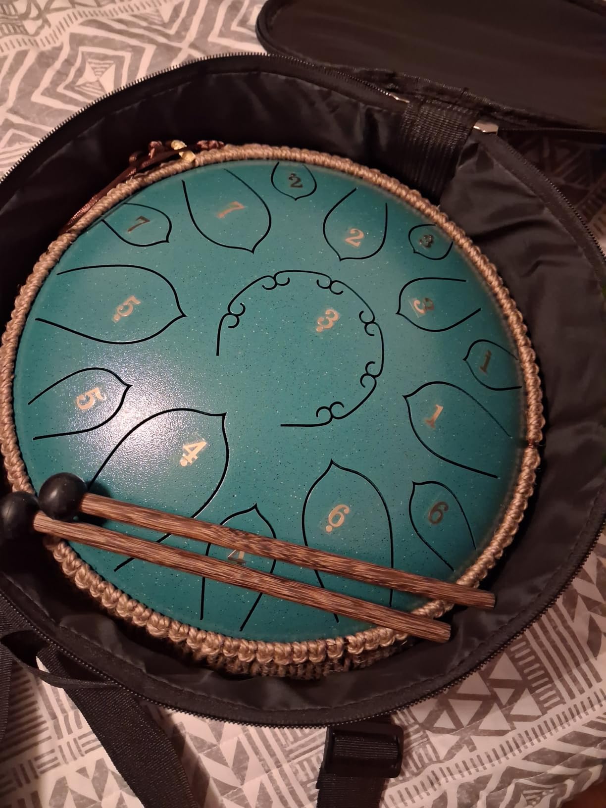 HOPWELL Steel Tongue Drum - 15 Note 12 Inch Tongue Drums - Percussion Instruments - Hand Pan Drum with Music Book, Drum Mallets and Carry Bag, D Major, Navy Blue customer photo 2