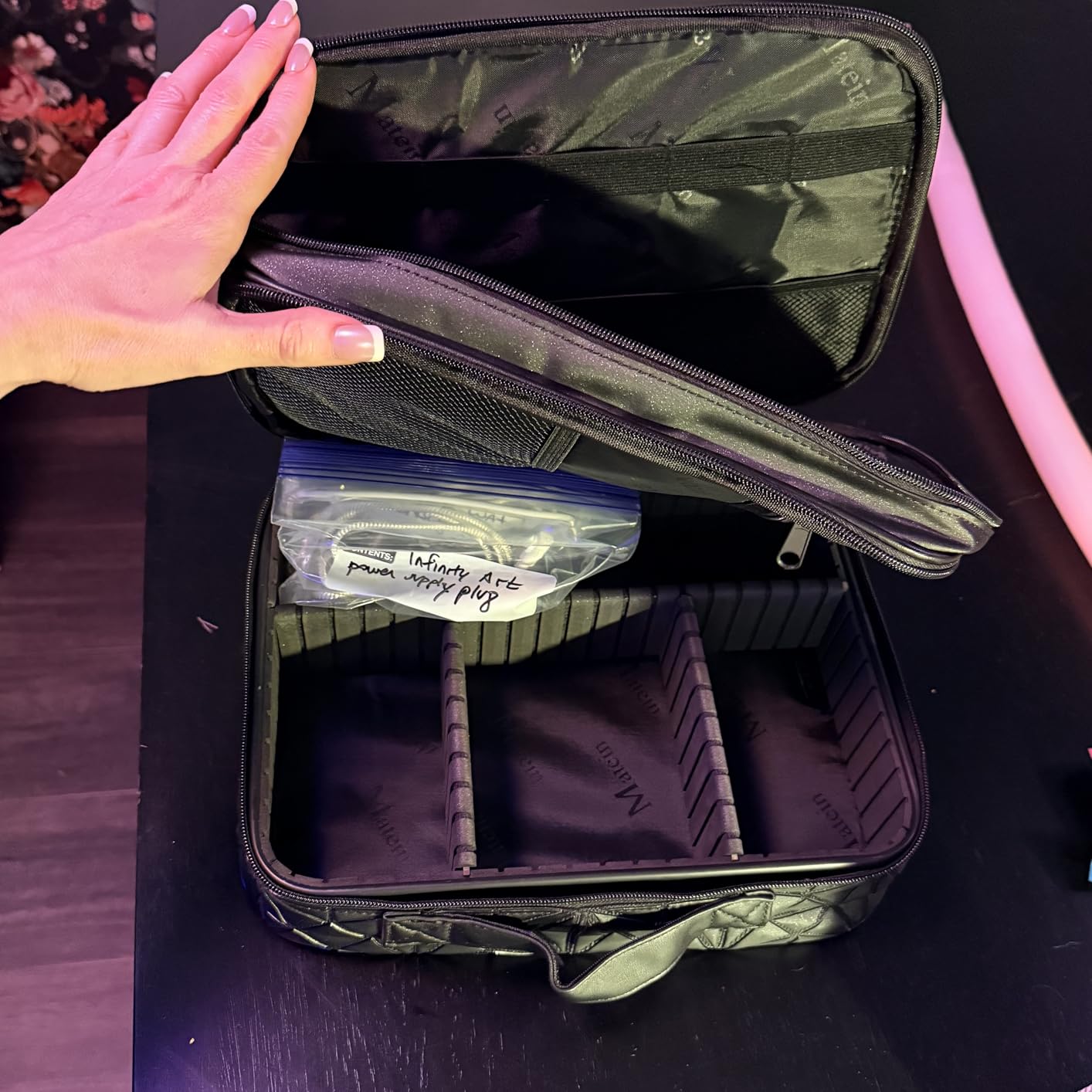 MATEIN Cord Organizer Case with Adjustable Divider, Large DJ Cable File Bag | DJ Equipment, Music Accessories, Double Layer, Shockproof, Portable, Cable Storage for Cord, Charger, Tech Accessories, Black customer photo 1