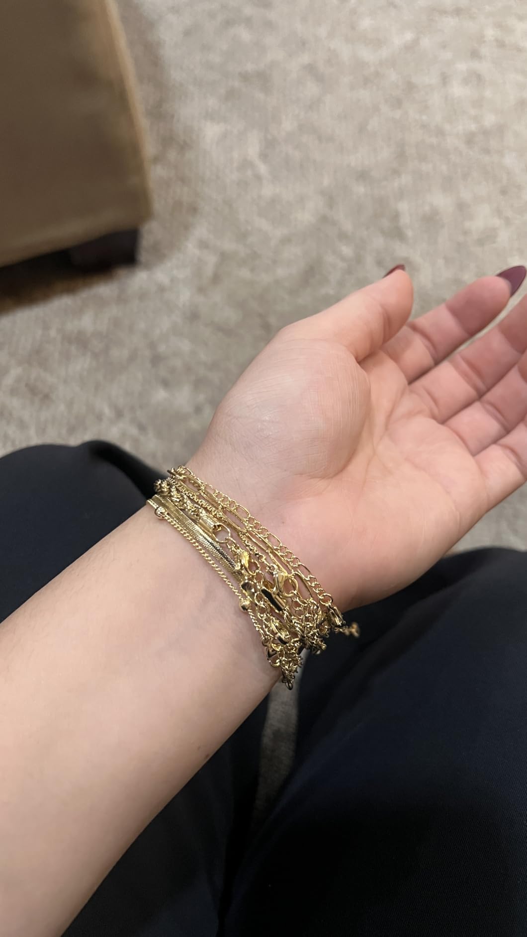 Dearmay Gold Bracelets for Women Waterproof, 14K Gold Plated Minimalist Bracelets Stack Non Tarnish Trendy Dainty Herringbone Vintage Cuban Paperclip Rope Thin Box Link Chain Stackable Jewelry Sets Modern Fashion Accessories Gifts for Womens customer photo 1