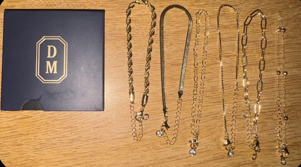 Dearmay Gold Bracelets for Women Waterproof, 14K Gold Plated Minimalist Bracelets Stack Non Tarnish Trendy Dainty Herringbone Vintage Cuban Paperclip Rope Thin Box Link Chain Stackable Jewelry Sets Modern Fashion Accessories Gifts for Womens customer photo 2