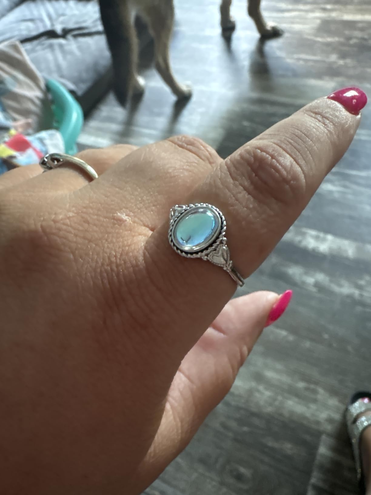 Sterling Silver Moonstone Mood Ring - Vintage Handmade Victorian Oval Solitaire - 18K White Gold Plated Color Change Ring for Women customer photo 2