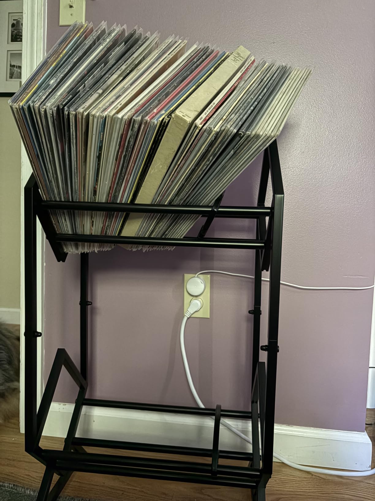 RUILALIFE 2-Tier Vinyl Record Storage Holder With Dividers, 200 LPs Albums Storage Rack Shelf, Steel Music Records Display Shelf Organizer For Book, Magazine, Files customer photo 1