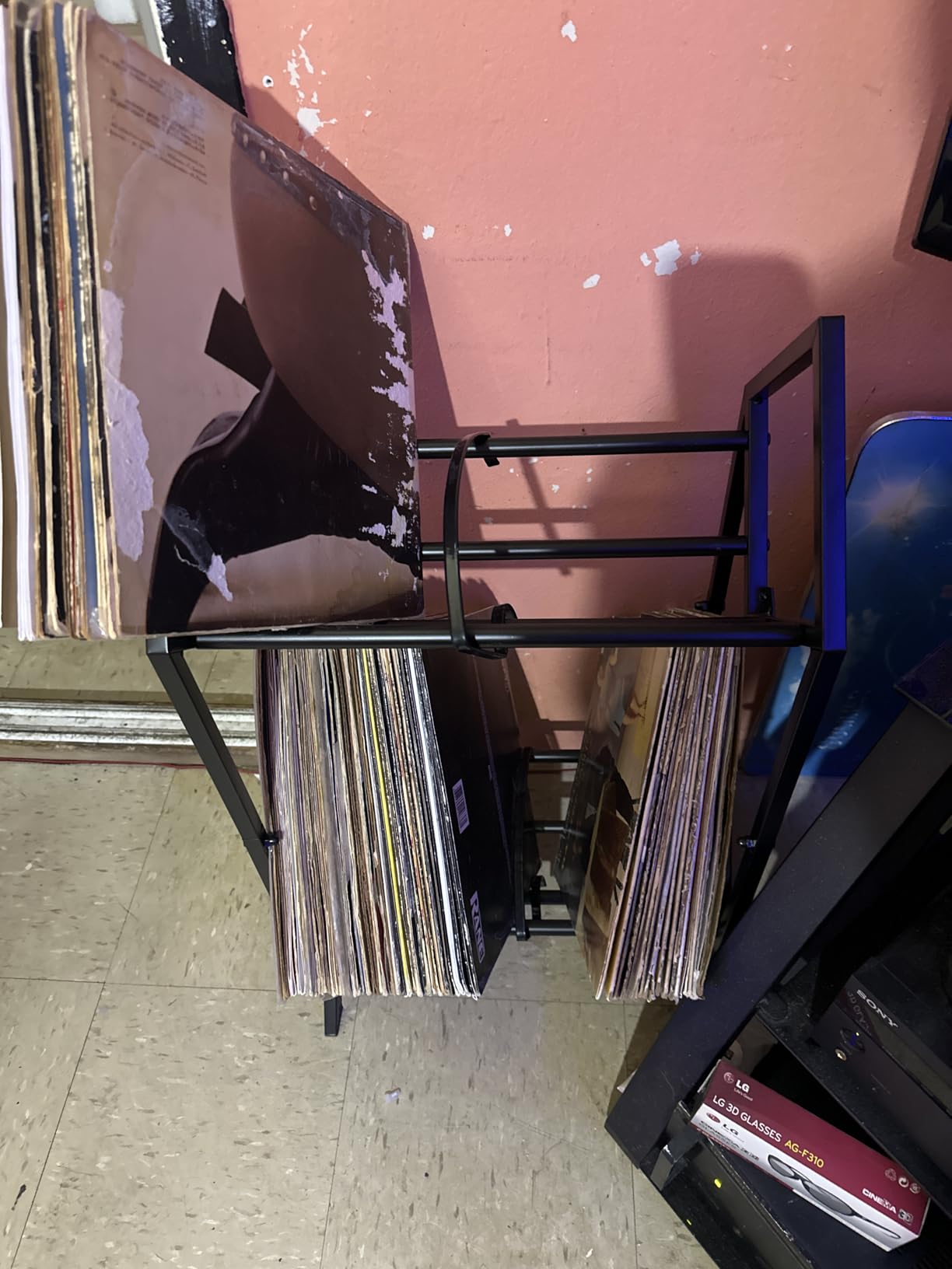 RUILALIFE 2-Tier Vinyl Record Storage Holder With Dividers, 200 LPs Albums Storage Rack Shelf, Steel Music Records Display Shelf Organizer For Book, Magazine, Files customer photo 2