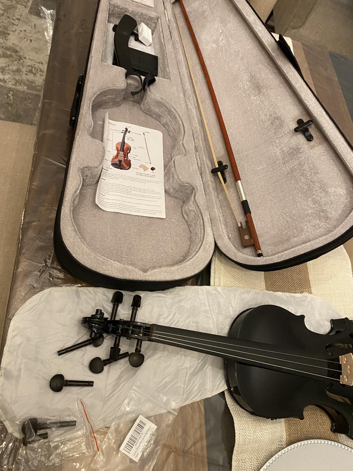 Ktaxon Acoustic Electric Violin, 4/4 Violin with EQ and Accessories, White, Full-size Ebony Violin with AUX Cable, preamp, Shoulder Rest, Rosin, Extra String and Cleaning Cloth customer photo 2