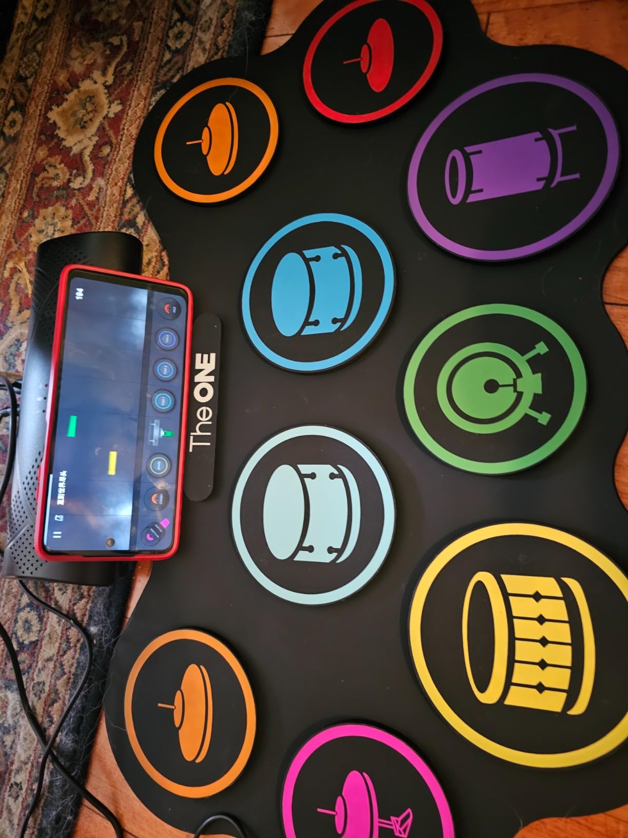 The ONE Electronic Drum Set 9 Pads Roll Up Drum Kit With Free App, Dual Built-in Speakers, Drum Sticks Pedals, Bluetooth MIDI, Great Christmas & Birthday Gift For Kids and Beginners customer photo 1