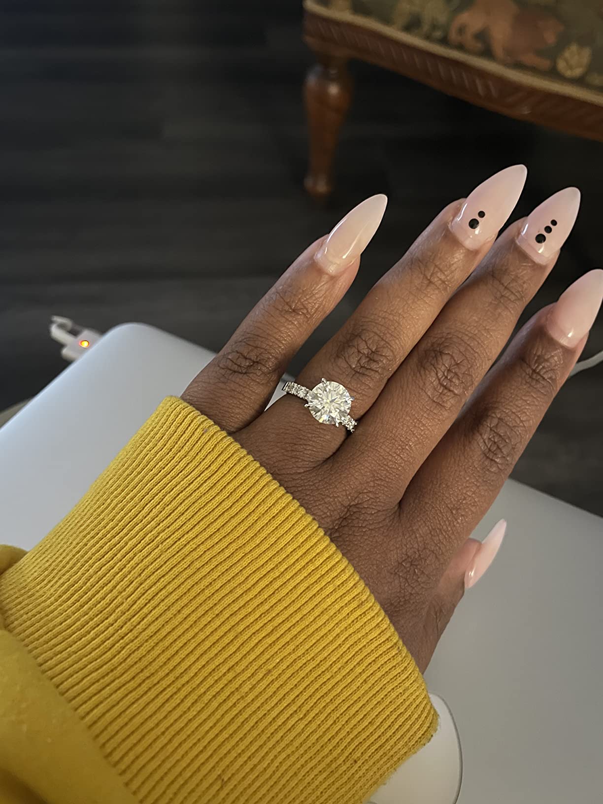 14K Solid Gold Side Stones Ring, Round/Princess Cut Centerpiece Moissanite Lab Grown Created Diamond, D Color and Flawless Real Gold Wedding Anniversary Ring customer photo 2