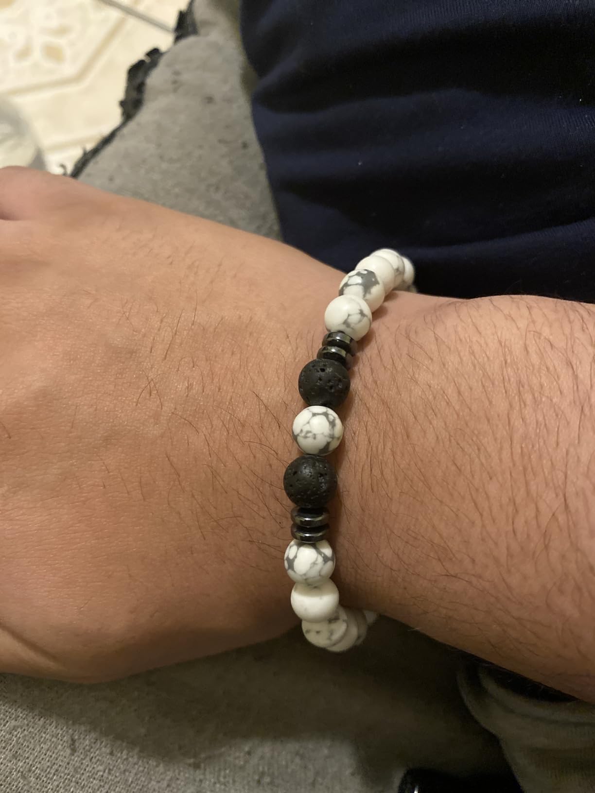 RANKEEF Tiger Eye Bracelet For Men 8MM Natural Stone Beads Bracelet Set Stretch Lava Rock Bracelets Adjustable Black Crystal Beaded Bracelet for Men Women Gifts customer photo 2
