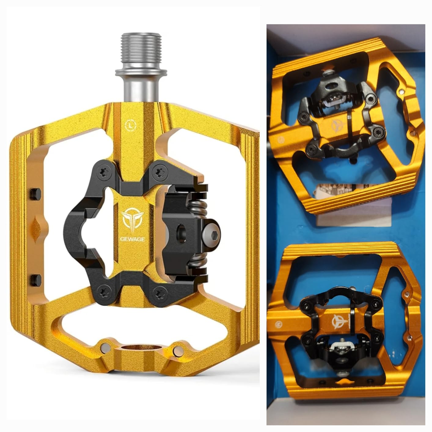 Mountain Bike Pedals with Reflector- Dual Function Plat & Clipless Pedals, Bicycle Pedal 9/16