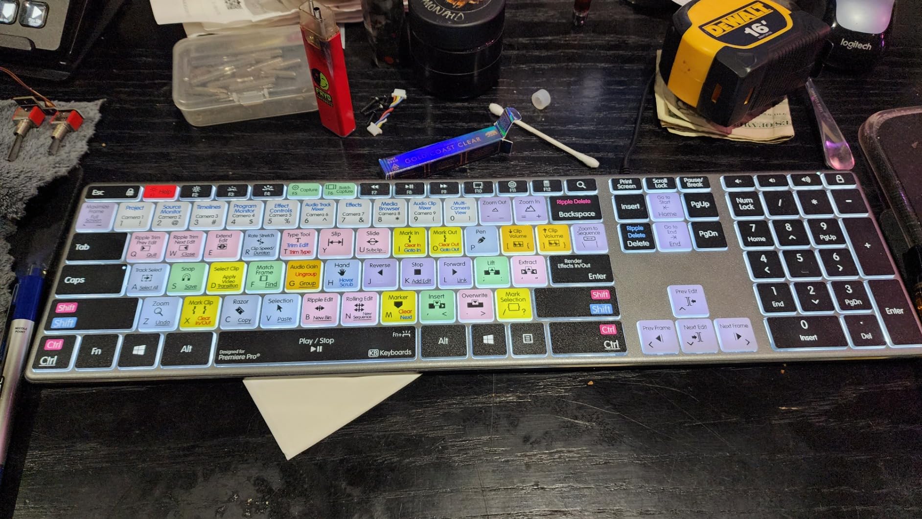 KB Covers Adobe Premiere Pro Backlit Aluminum Keyboard - Windows - US | 150+ Color-Coded Editing Keys, Video Editing Keyboard, US Layout, Wired USB-C, for Windows PC, Zero Latency customer photo 1