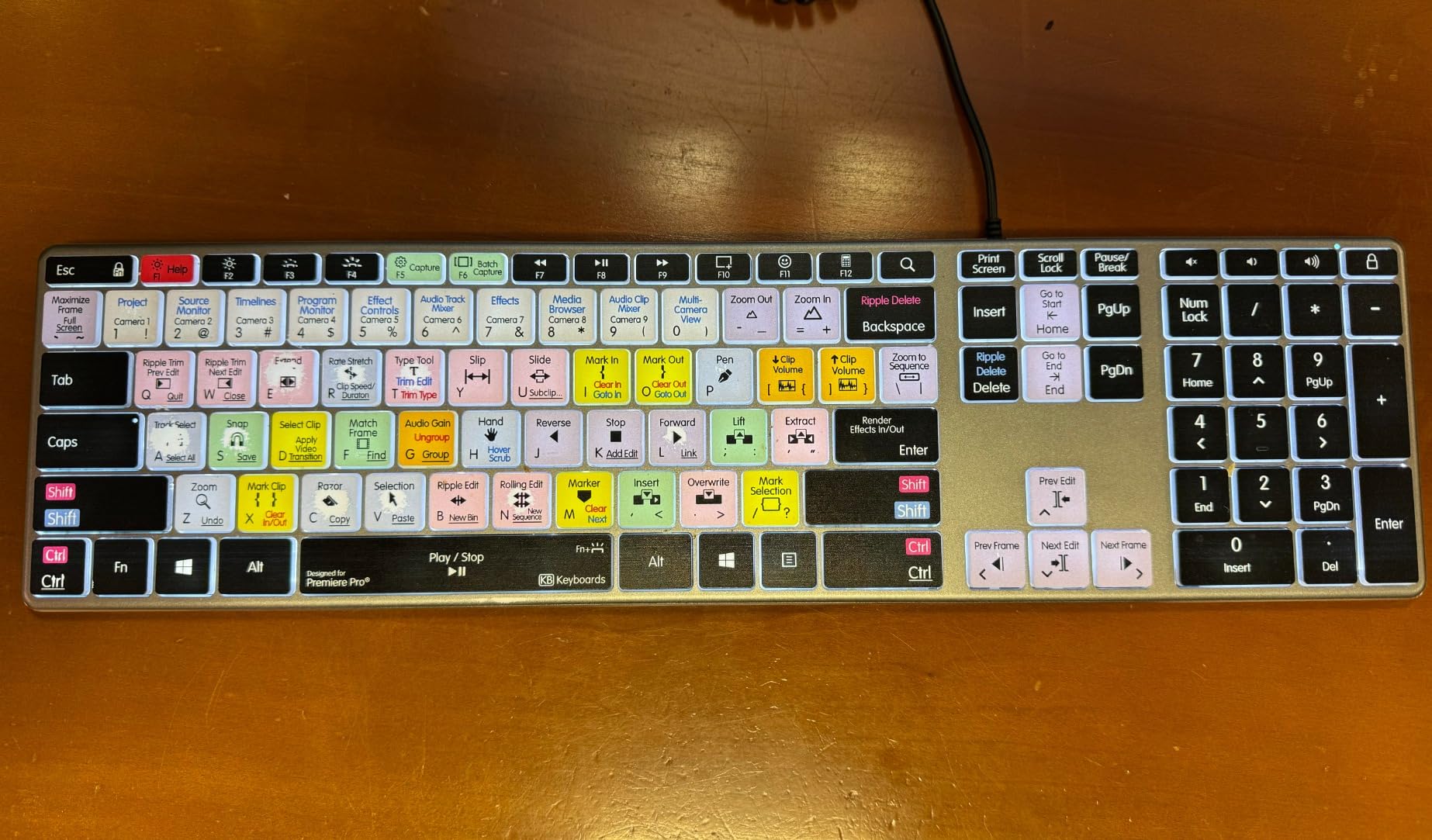 KB Covers Adobe Premiere Pro Backlit Aluminum Keyboard - Windows - US | 150+ Color-Coded Editing Keys, Video Editing Keyboard, US Layout, Wired USB-C, for Windows PC, Zero Latency customer photo 2