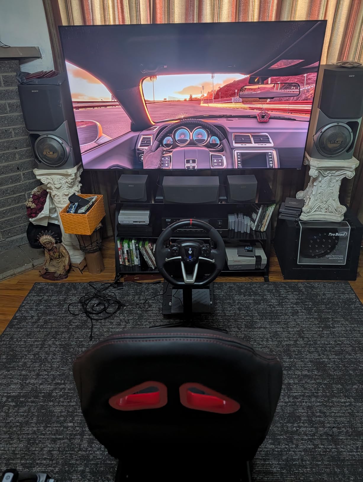 DIWANGUS Racing Simulator Cockpit Racing Wheel Stand with Seat Gaming Chair Sim Racing Cockpit for G29 G920 G923 G PRO RS50 T248 T300RS R3 R5 R9 R12 R16 R21 R25 PS4 PS5 PC Accessories customer photo 1
