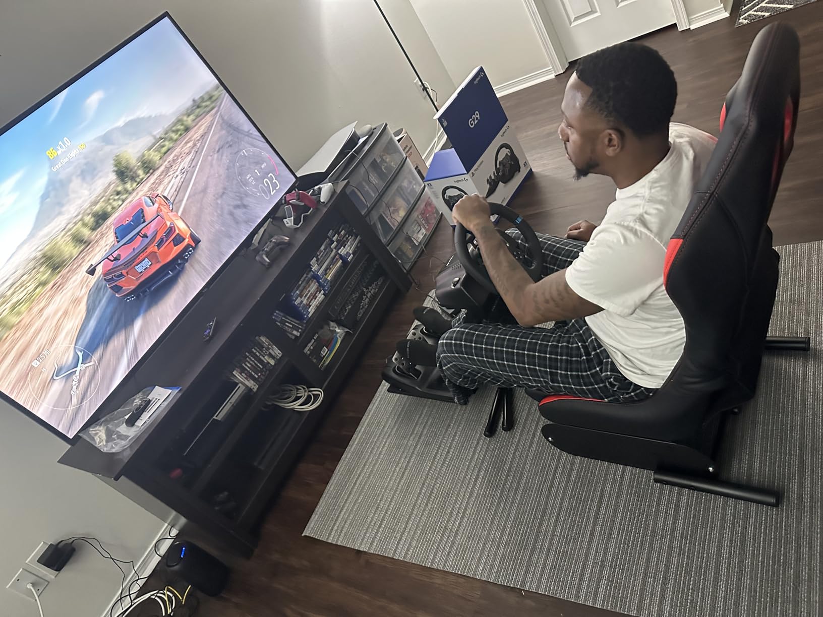 DIWANGUS Racing Simulator Cockpit Racing Wheel Stand with Seat Gaming Chair Sim Racing Cockpit for G29 G920 G923 G PRO RS50 T248 T300RS R3 R5 R9 R12 R16 R21 R25 PS4 PS5 PC Accessories customer photo 2