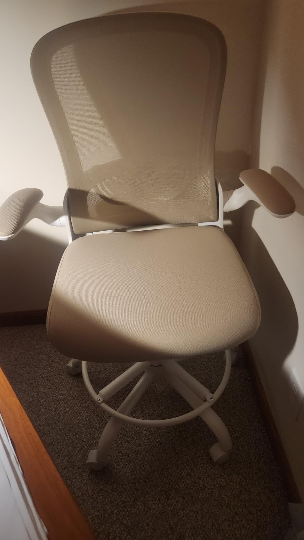 ErGear Drafting Chair, Standing Desk Chair with Flip-Up Armrests, High Desk Chair Adjustable Height, Ergonomic Tall Office Chair with Lumbar Support and Adjustable Footrest Ring customer photo 1