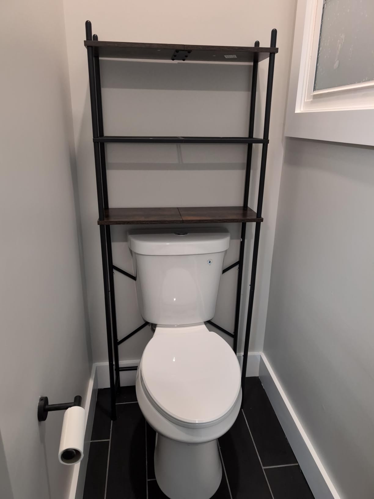 HOOBRO Over the Toilet Storage, 3-Tier Over Toilet Bathroom Organizer, Freestanding Above Toilet Shelf with Adjustable Feet, Space Saving, Easy Assembly, Rustic Brown and Black BF63TS01 customer photo 2