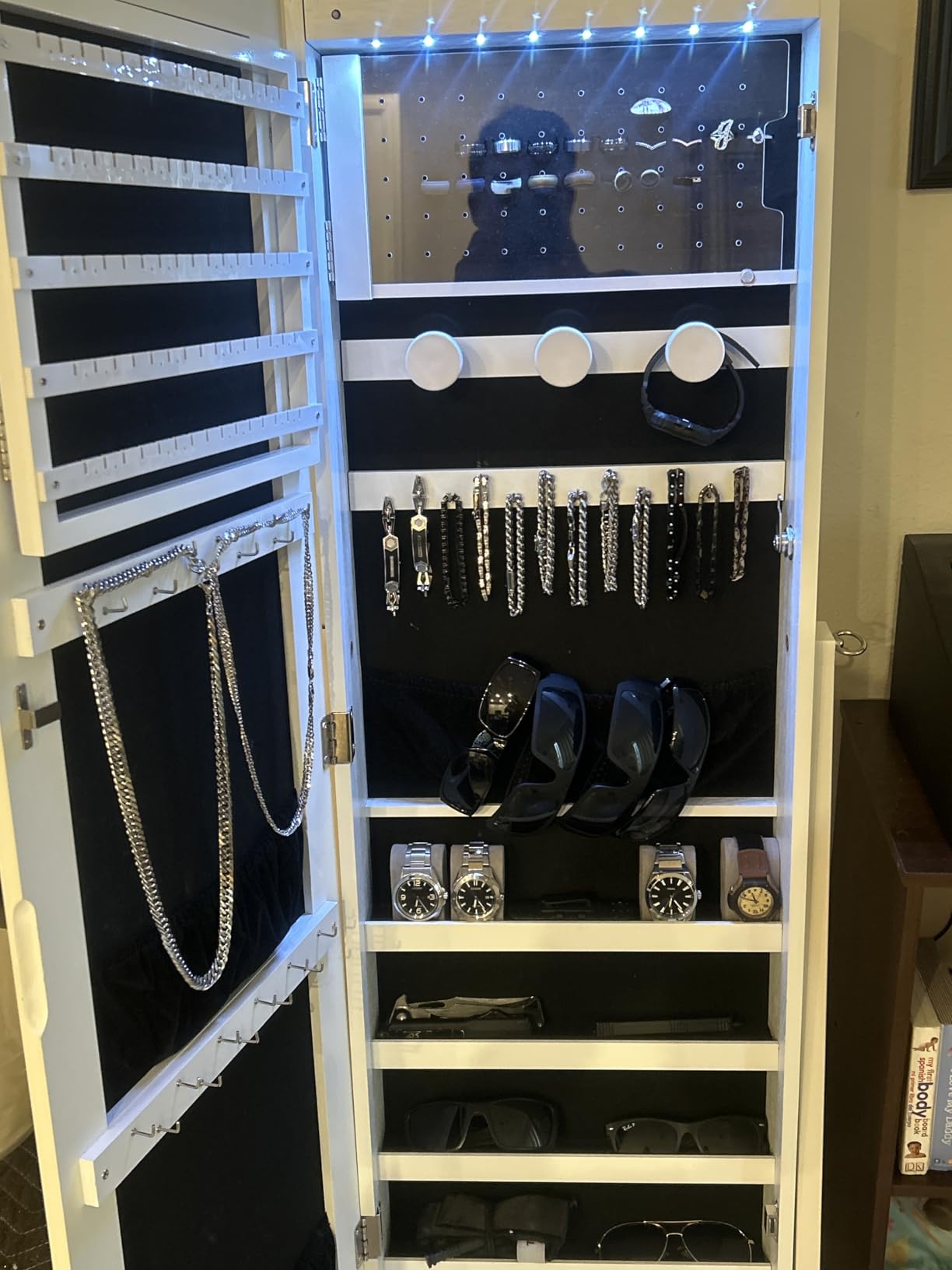 Nicetree Mirror Jewelry Cabinet, Lockable Full Length Mirror, 2 Drawers | Standing Jewelry Armoire with Mirror, Mirror with Jewelry Storage, Adjustable Angles, Easy Assembly, Gift Idea, Rustic Brown customer photo 2