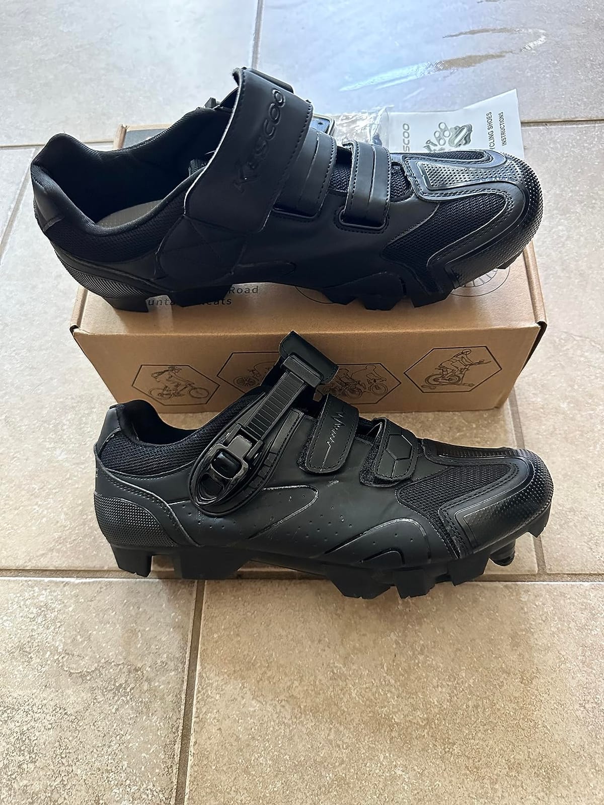 KESCOO Mens Mountain Bike Shoes with 2-Bolts SPD Cleats Included, Cycling Shoes with Quick Ratchet Buckle Indoor Outdoor Riding Biking customer photo 2
