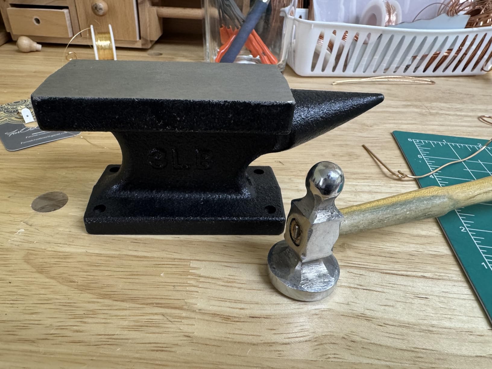 Mini Horn Anvil Set, 3Lbs Forged Iron Anvil with Rubber Hammer for Jewelry Making, Blacksmith Forge Kit, Jewelry Hammer and Block Set, Bench Block Silversmithing Tools Designed customer photo 1