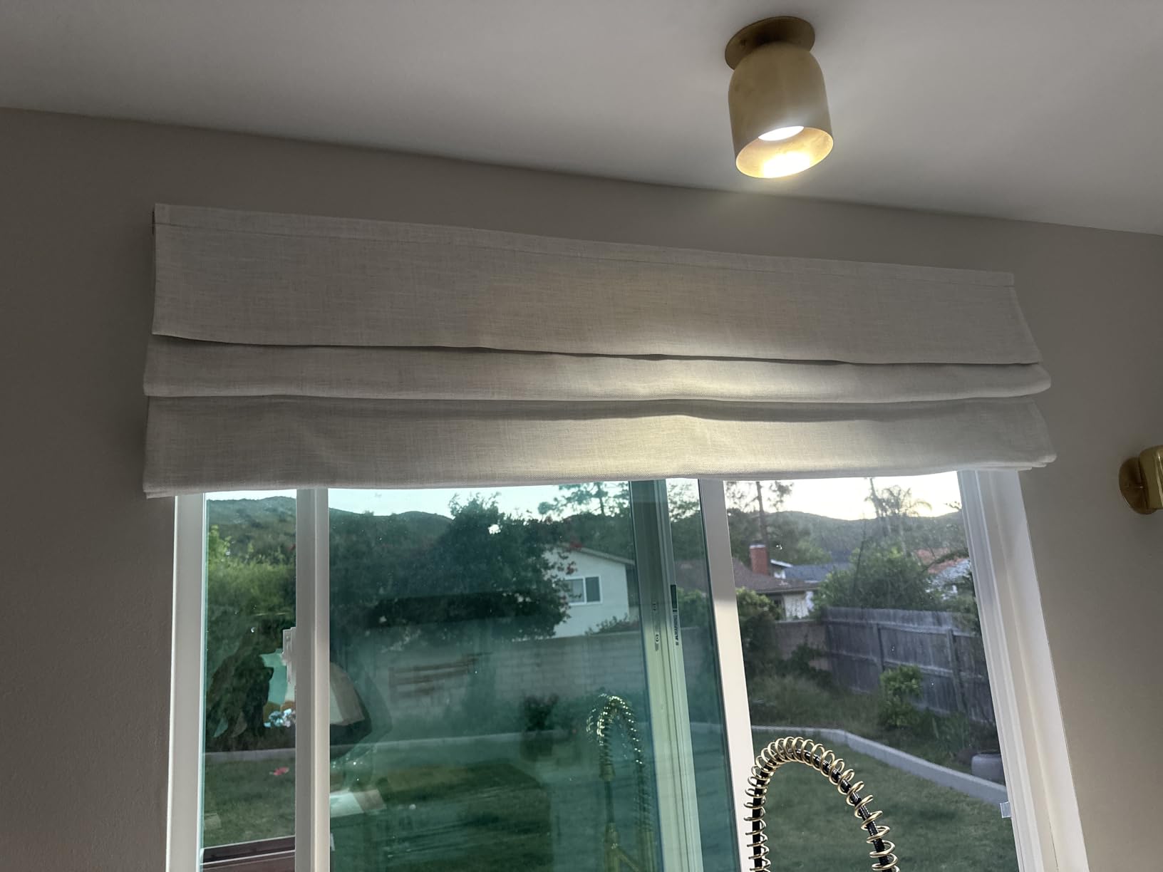 Cordless Linen Roman Shades, Natural Custom Fabric Room Darkening Roman Window Shades customer photo 2