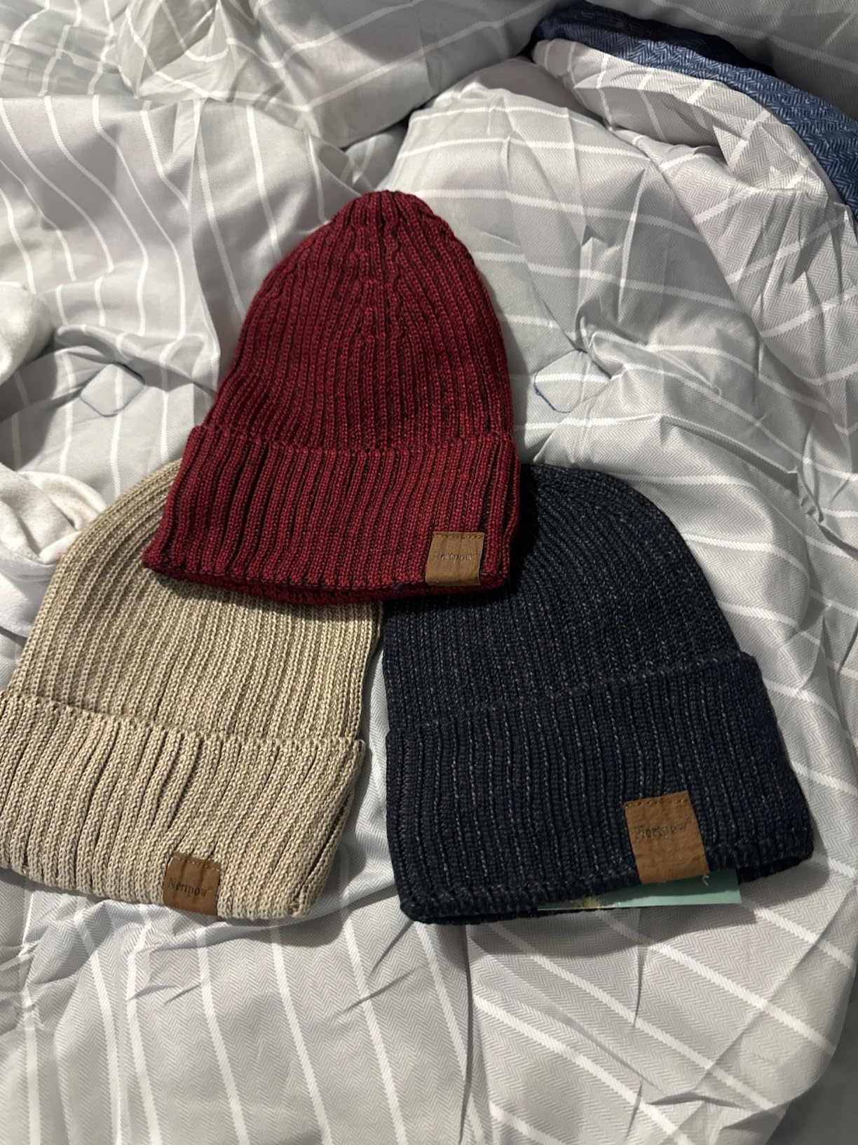 Mens Beanie Hats 3 Pack, Winter Hats for Men Women Warm Thermal Fleece Lined, Thick Knit Fashion Skull Cap for Guys customer photo 1
