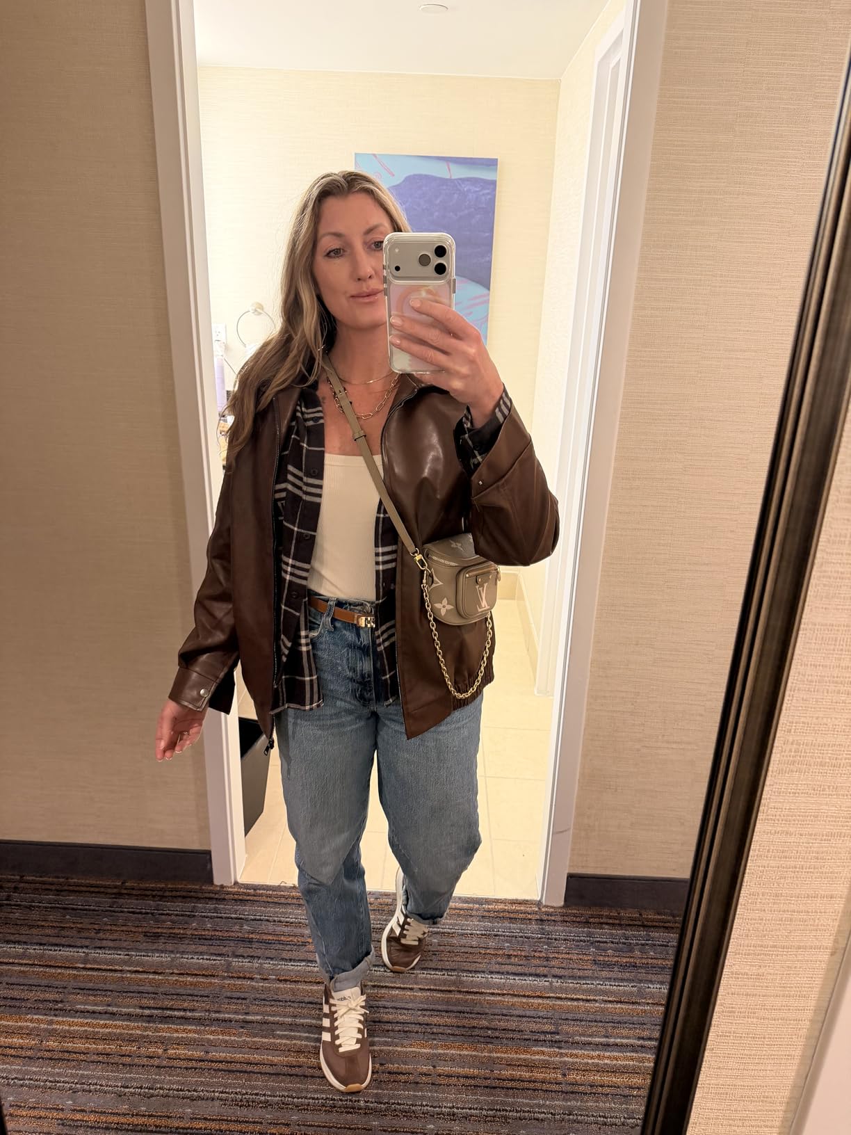 AUTOMET Women's Oversized Faux Leather Jacket for Fall and Winter customer photo 2