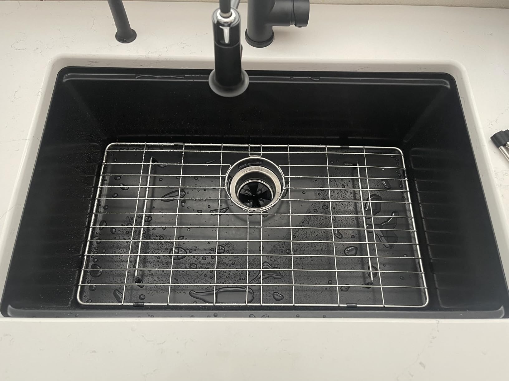 Sarlai 33 Granite Composite Kitchen Sink - 33 x 19 inch Black Undermount Granite Sink Ledge Workstation customer photo 2