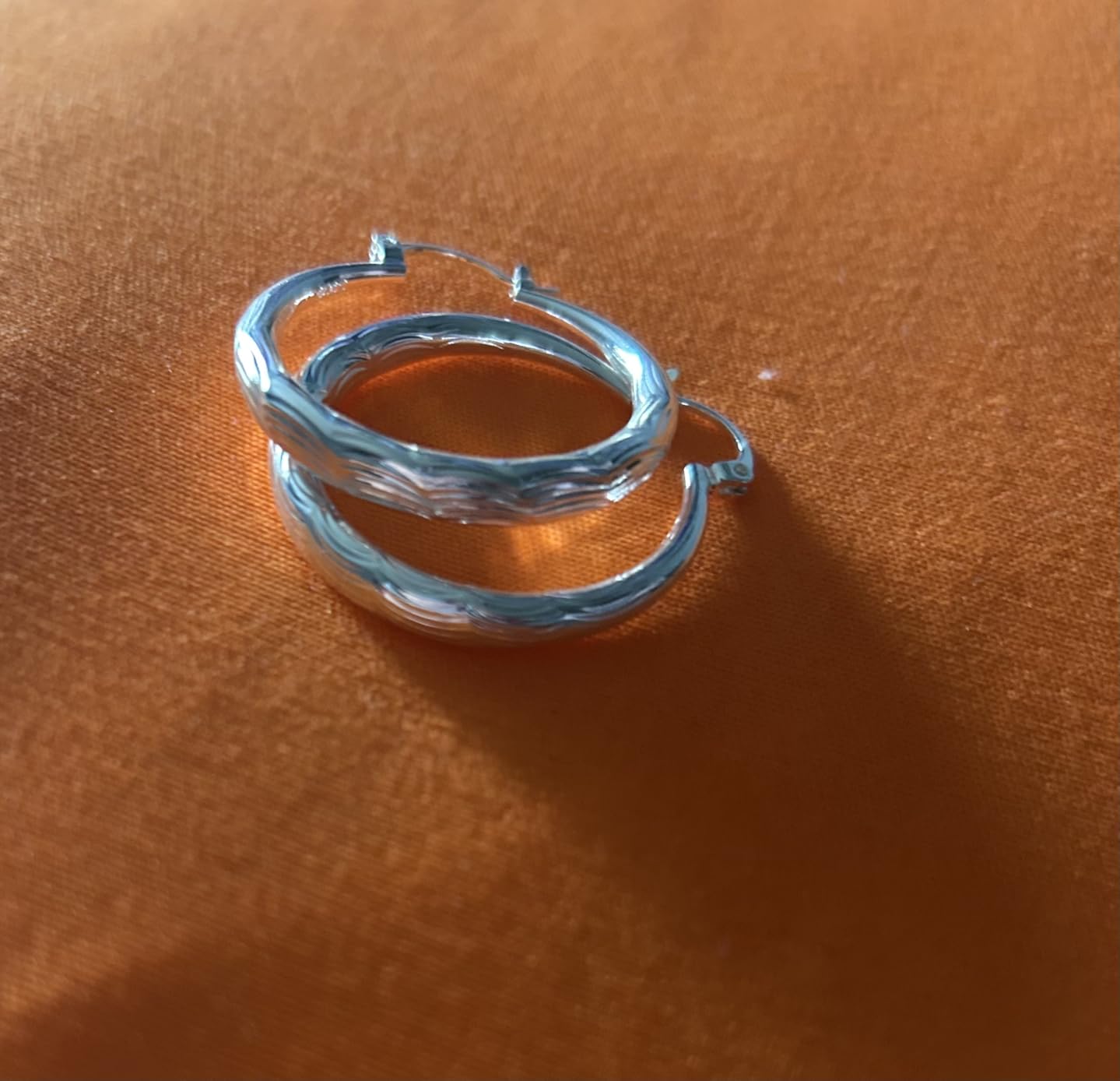 925 Sterling Silver Hoop for Women Gold Hoop Earrings Hypoallergenic Diamond-Cut Ripples Designed - Non Tarnish Large Hoop Earrings(30/40/50/60/70mm) customer photo 2