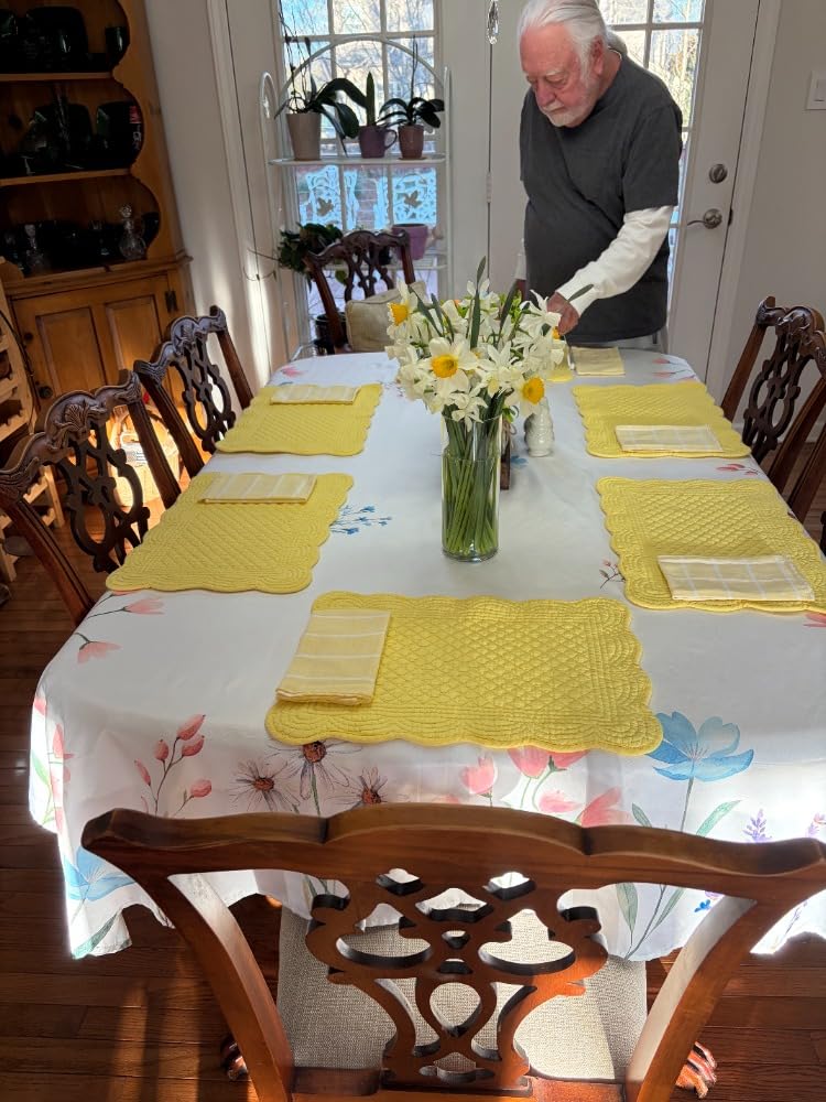 HOMBYS Quilted Placemats Set of 6 Washable-13x18 inches Rectangular Placemats for Kitchen Table-100% Cotton Fabric Rectangular Table Mats, (Blue) customer photo 2