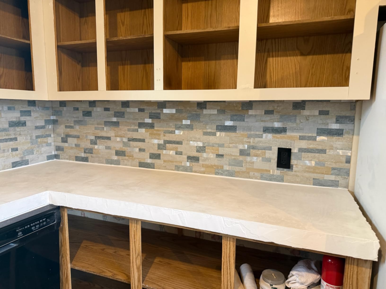 MOFIT Backsplash Tile for Kitchen Peel and Stick Stone Matte Finish,Bathroom Tiles Stickers 3D Wall Panel Linear Mosaic Marble Backsplash Waterproof(10sheets,Blue Green Gray) customer photo 1