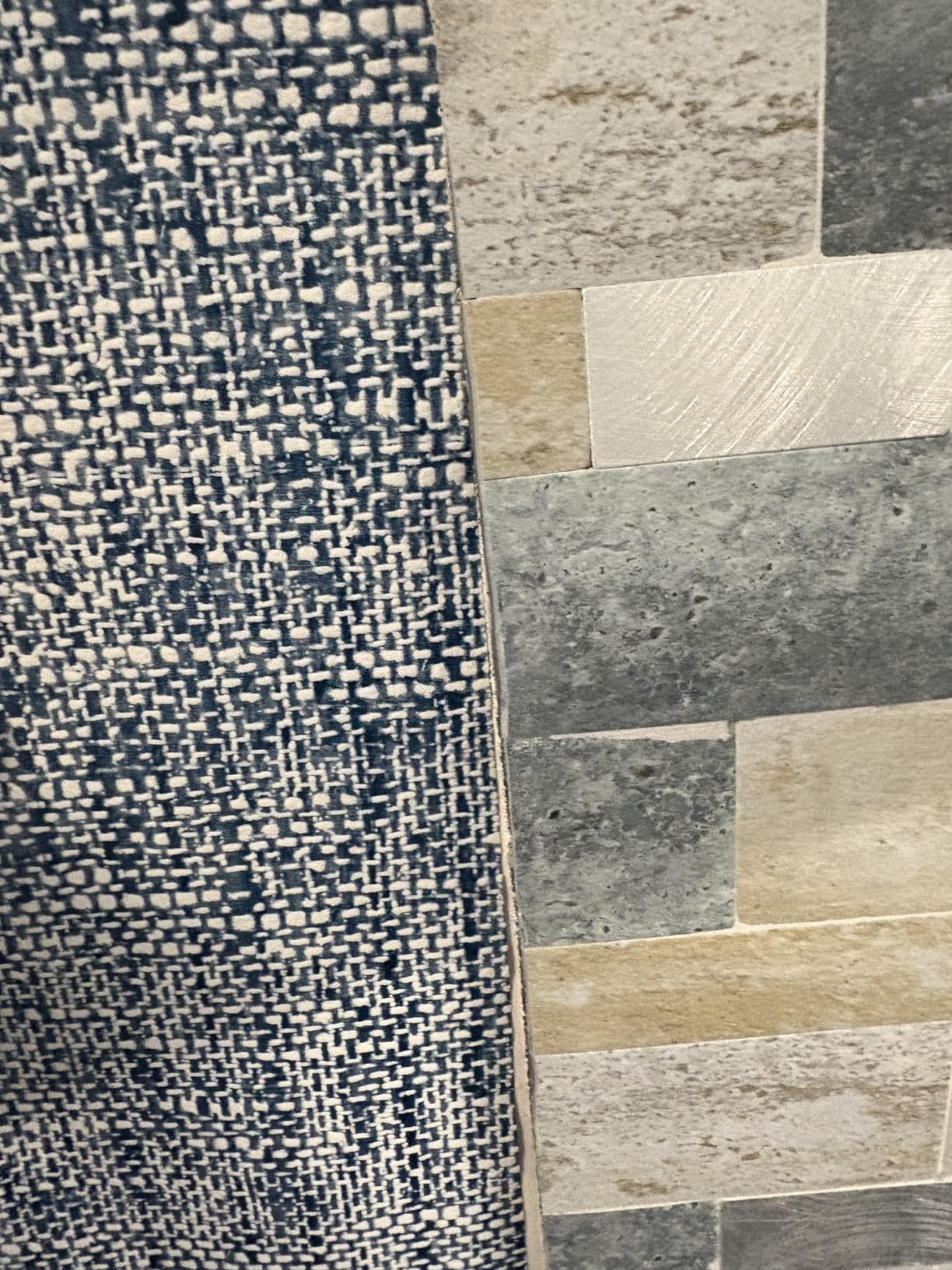 MOFIT Backsplash Tile for Kitchen Peel and Stick Stone Matte Finish,Bathroom Tiles Stickers 3D Wall Panel Linear Mosaic Marble Backsplash Waterproof(10sheets,Blue Green Gray) customer photo 2